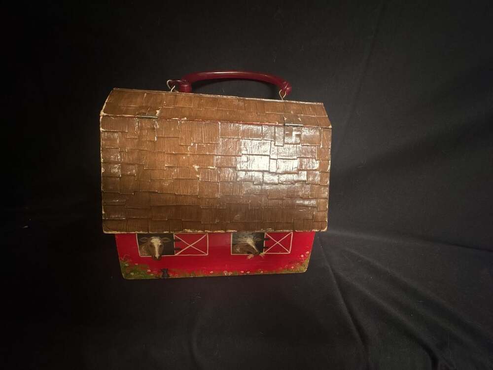 Custom Creations by Shaw Hand-Painted Wooden Barn Storage Box Purse with Handle